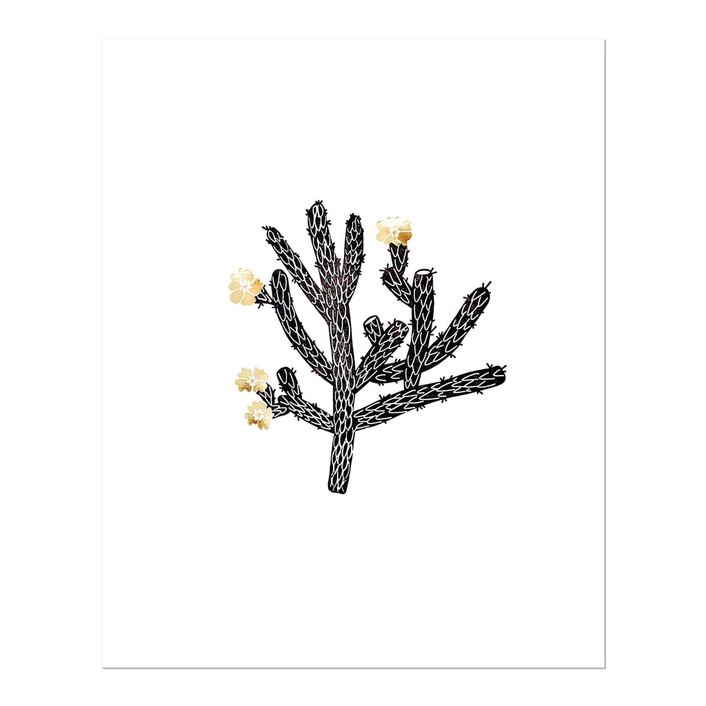 Cholla Cactus - 8" x 10" Gold foil and letterpress Art Print