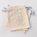 Linen Cloth Pouch with Light Blue Drawstring