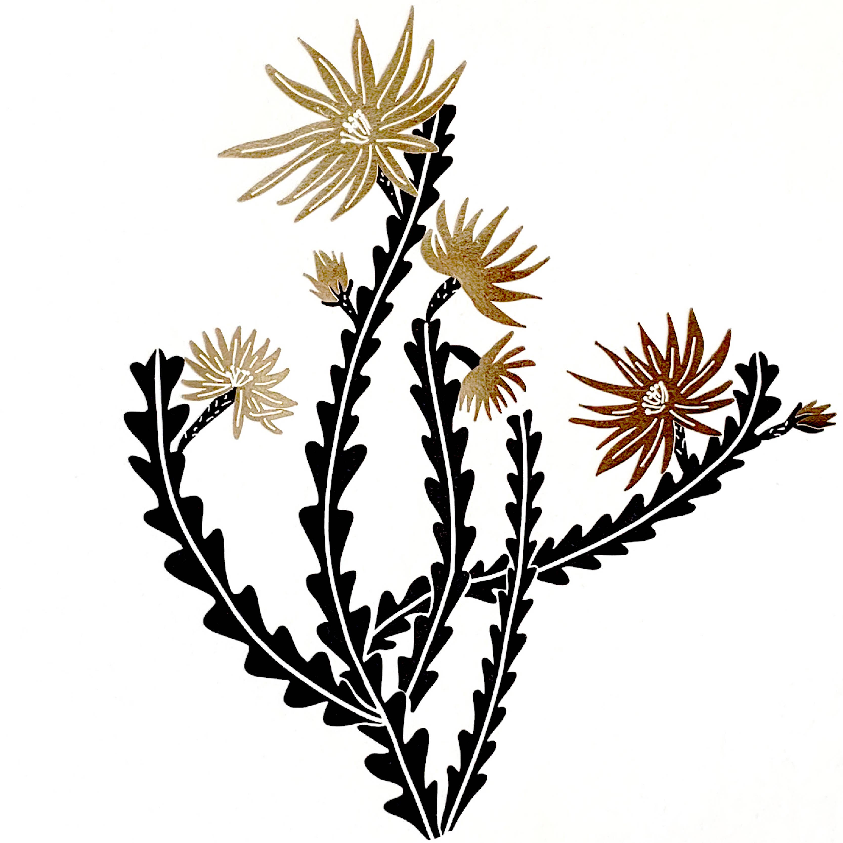 Orchid Cactus - 8" x 10" Letterpress and gold foil Art Print