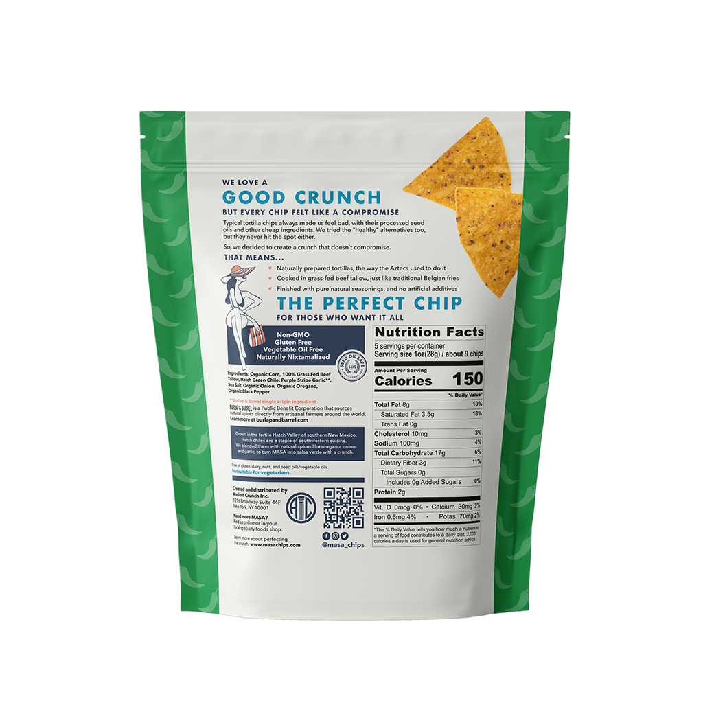MASA Chips, Hatch Chile, 5oz Bag Case