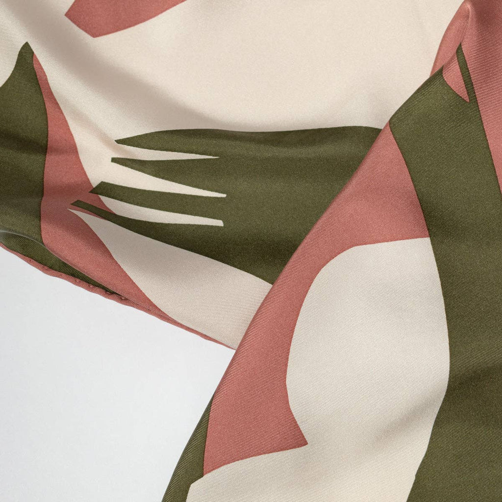 Bird in the Bush Silk Scarf - Abstract Hand Printed Scarf