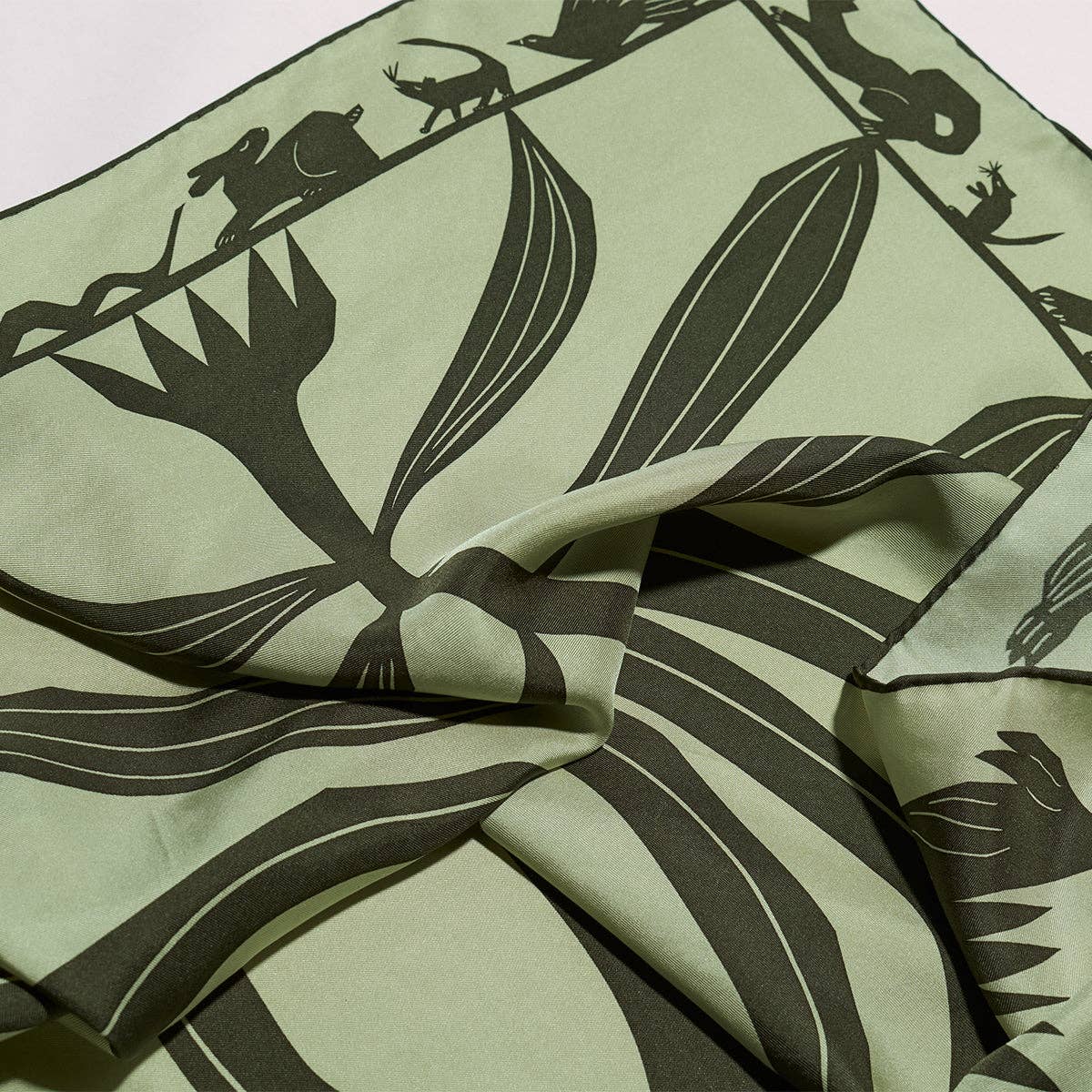Familiar 100% Silk Scarf Bandana Hand Printed with Animals