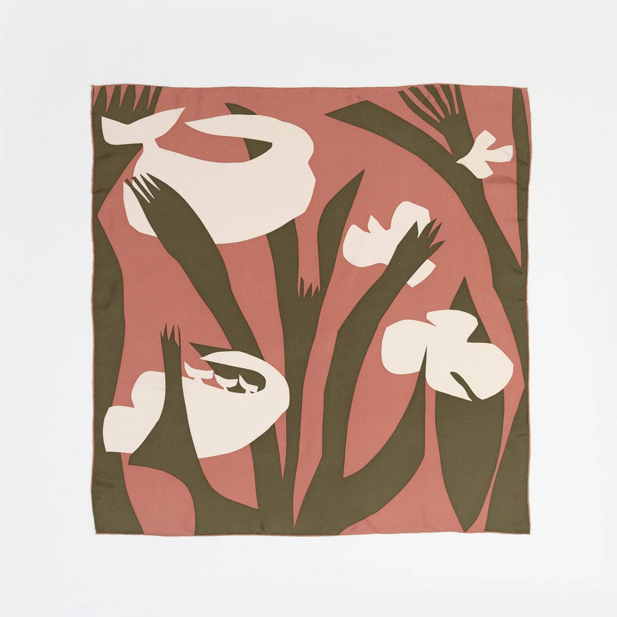 Bird in the Bush Silk Scarf - Abstract Hand Printed Scarf