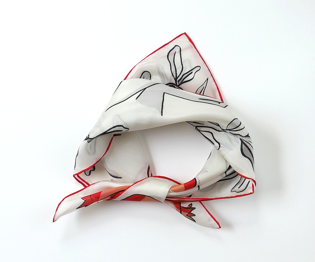 Persephone Scarf - 100% Silk Hand Printed Small Bandana