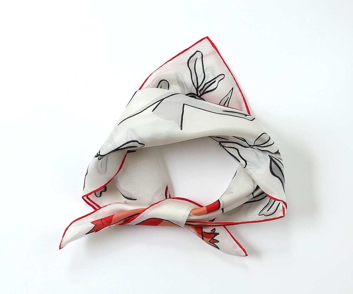 Persephone Scarf - 100% Silk Hand Printed Small Bandana
