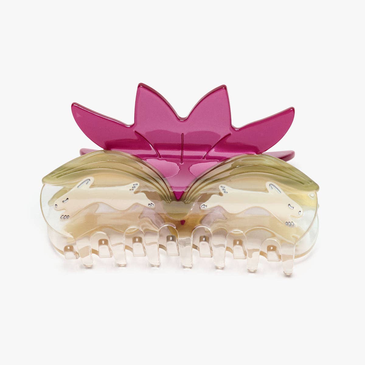 Twin Rabbits Claw Women's Acetate Red Flower Hair Claw Clip
